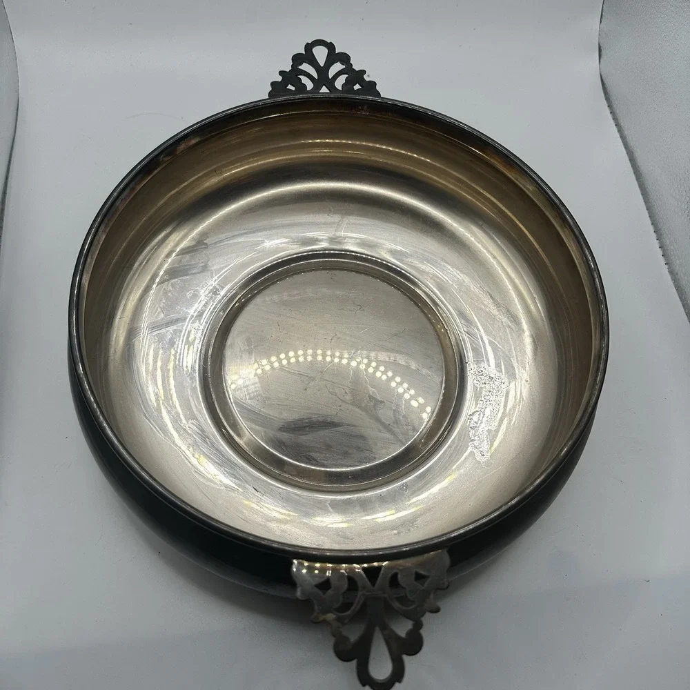 Vintage Reed & Barton Silver Plate Serving Bowl Round Gothic Moody Whimsygoth